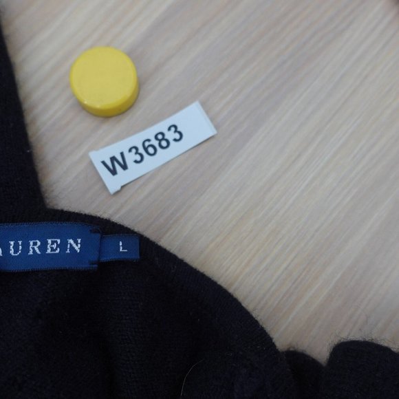 Vintage RALPH LAUREN Black Cashmere Dress Women Medium Sweater Ruffle Keyhole 90 - Picture 11 of 11